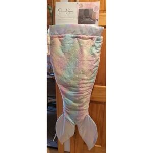 Mermaid Tail Blanket Glow-in-the-Dark Jessica Simpson Kids Plush Faux Fur Pastel